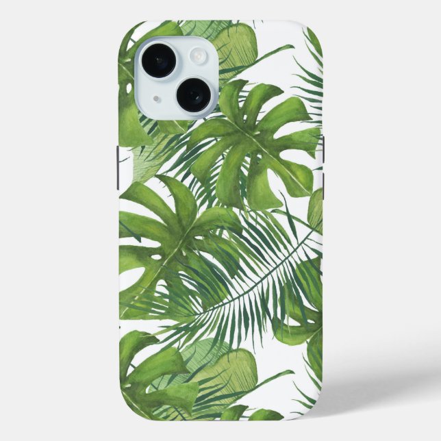 Hojas tropicales Funda del iPhone 15 (Reverso )