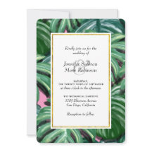 Hojas Tropicales Invitación a la Boda Verde y Exub