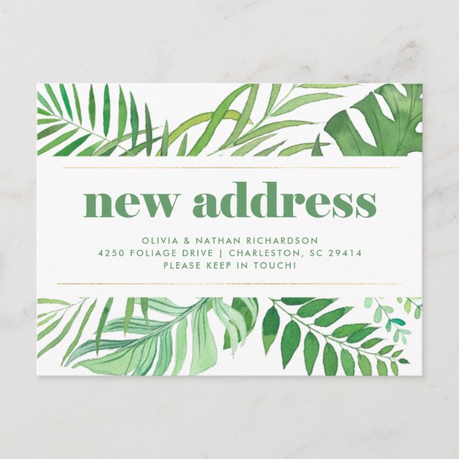 Hojas tropicales modernas| Invitación móvil (Anverso)