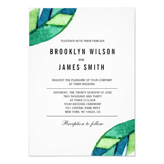Hojas tropicales que casan invitaciones invitación 12,7 x 17,8 cm