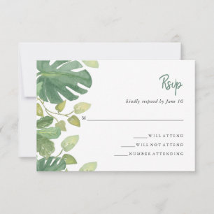 Hojas Tropicales   Respuesta de Boda Verde y Blanc