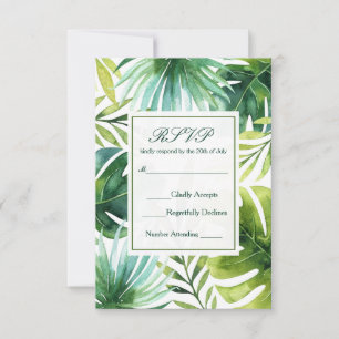 Hojas Tropicales RSVP Boda de Verano Hawaiano