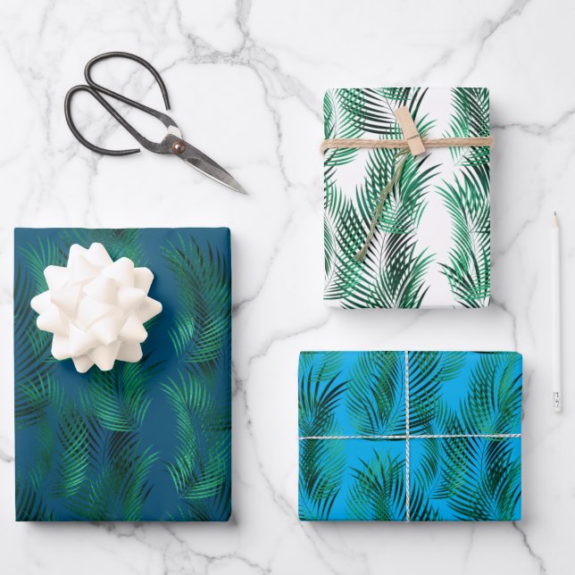 Hojas Tropicales Verdes Azules (Anverso)