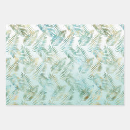 Hojas tropicales verdes de Peach Aqua