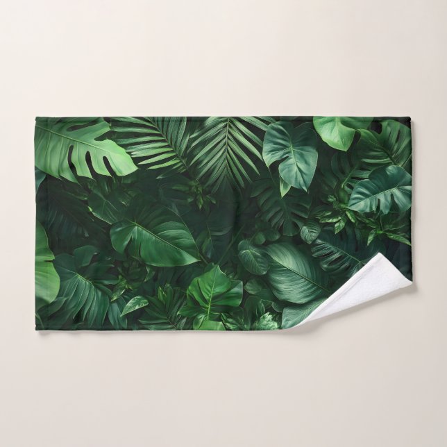 Hojas tropicales verdes exuberantes (Toalla de mano)