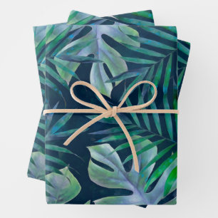 Hojas tropicales verdes nocturnas