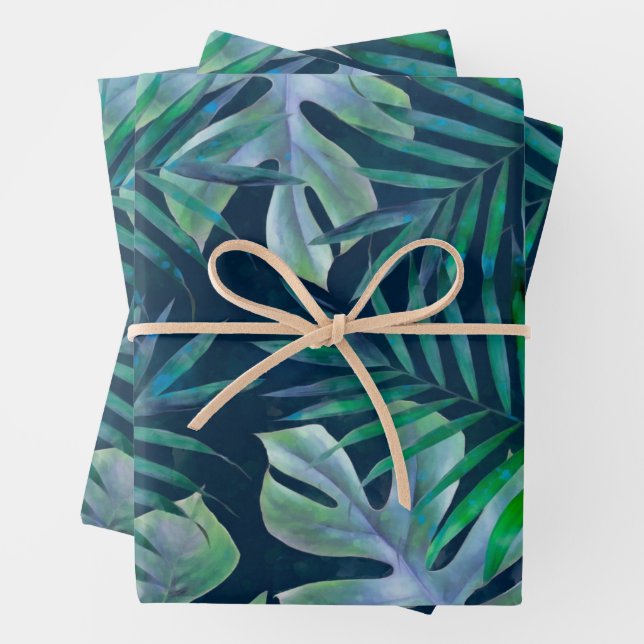 Hojas tropicales verdes nocturnas (In situ)