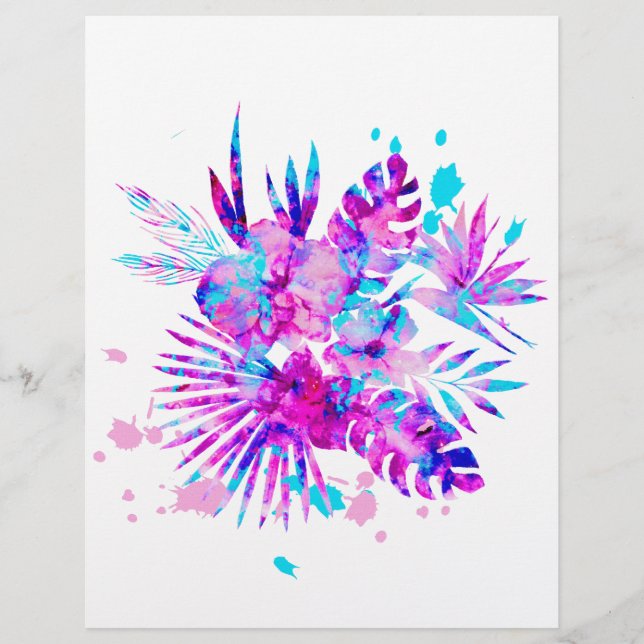 Hojas tropicales y florecimiento (Anverso)