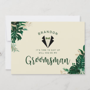 Hojas Tropicales y Tuxedo Serás Mi Groomsman