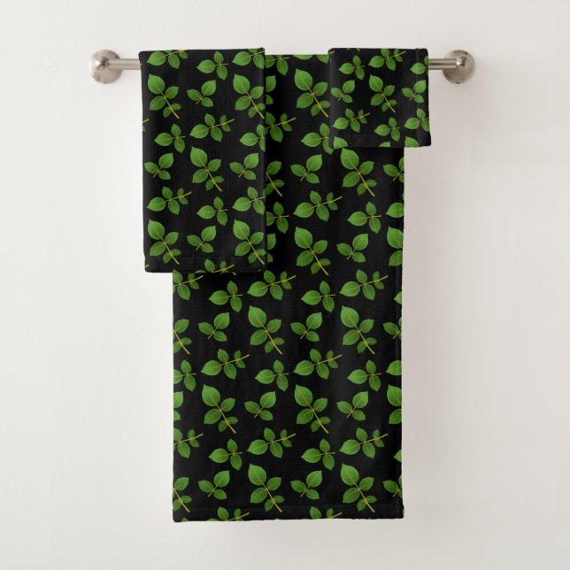 Hojas verdes chic en negro (In situ)