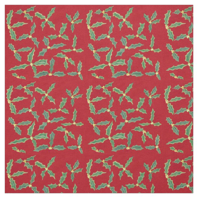 Hojas verdes con flores amarillas de tela roja (Retal)