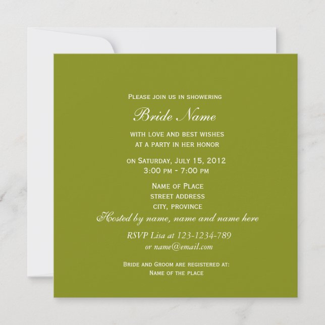 Hojas verdes de primavera invitaciones a la ducha  (Anverso)