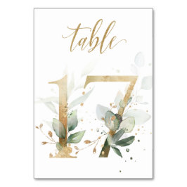 Hojas Verdes Doradas Mesa 17, Número de Mesa