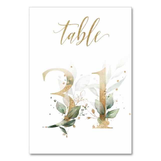 Hojas Verdes Doradas Mesa 31, Número de Mesa (Anverso)