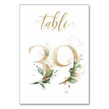 Hojas Verdes Doradas Mesa 39, Número de Mesa