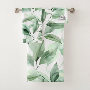 Hojas Verdes Elegantes Baño Modernas Nombre