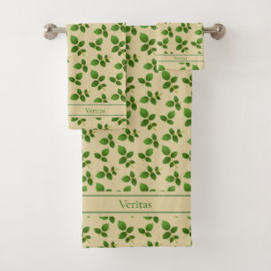 Hojas verdes elegantes en beige afortunado