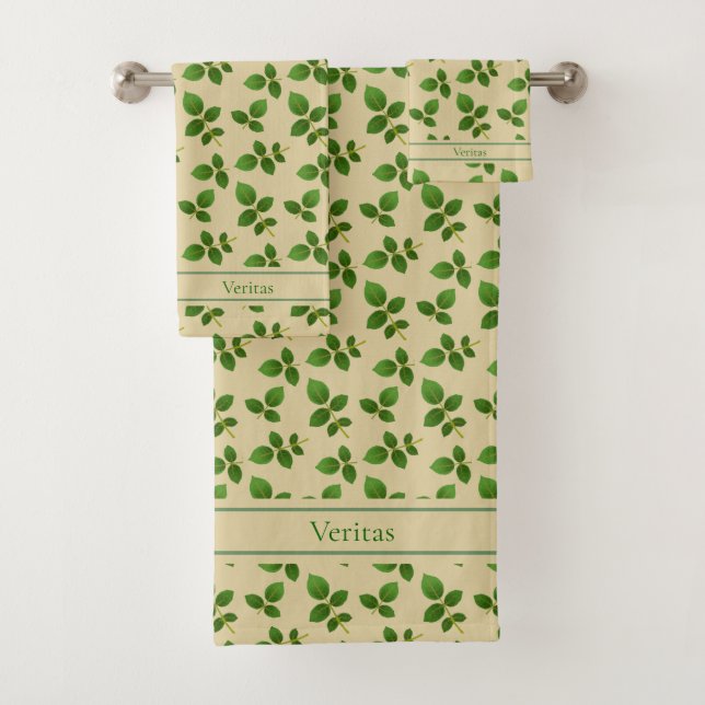 Hojas verdes elegantes en beige afortunado (In situ)