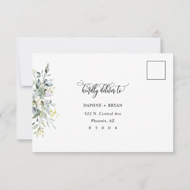 Hojas Verdes Elegantes Respuesta con Remitente Dir (Reverso)