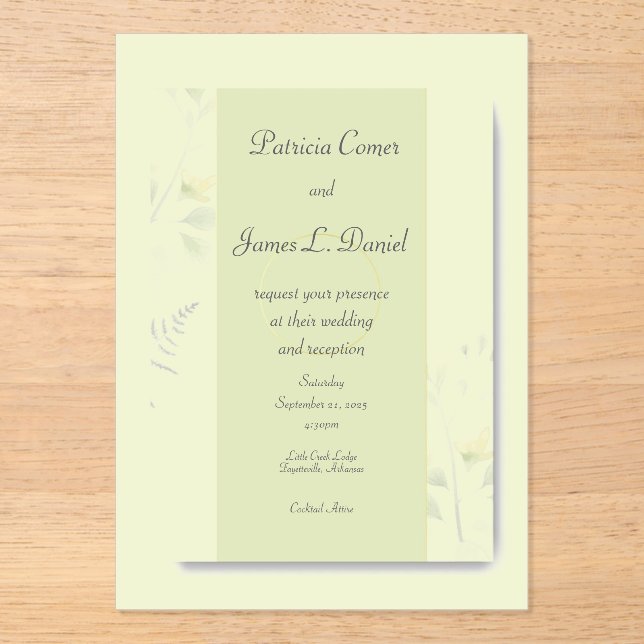 Hojas Verdes en el Verano Invitación de Boda de Ac (Anverso)