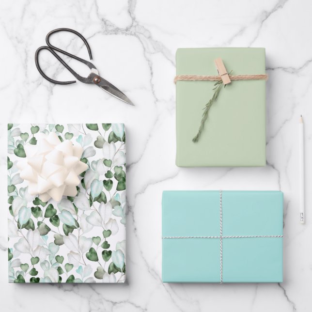Hojas verdes felices de papel de envolvimiento (Anverso)