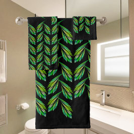 Hojas verdes neonesas - arte fractal,