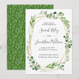 Hojas verdes oro Terrarium Invitación a la boda