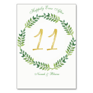 Hojas verdes románticas - tarjeta de mesa Boda 11r