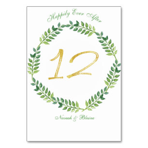 Hojas verdes románticas - tarjeta de mesa Boda 12r