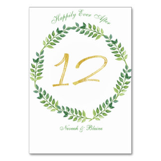 Hojas verdes románticas - tarjeta de mesa Boda 12r