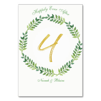 Hojas verdes románticas - tarjeta de mesa Boda 1 a