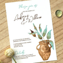 Hojas verdes rusticas, invitaciones a bodas de cac