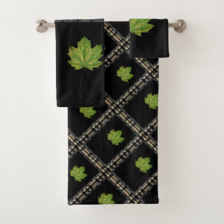 Hojas Verdes Sobre Negro Aspecto Fresco 