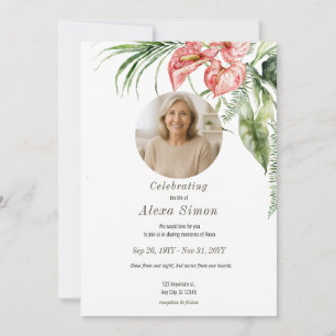Hojas verdes tropicales Invitación al funeral del