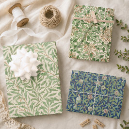 Hojas verdes vintage William Morris patrones