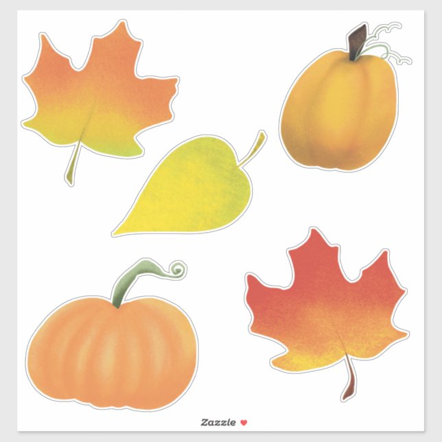 Hojas y calabazas pegatina (Hoja)