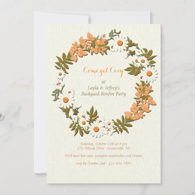 Hojas y flores lloran invitación (Anverso)