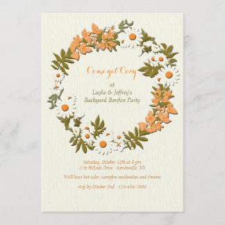Hojas y flores lloran invitación