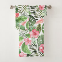 Hojas y flores tropicales