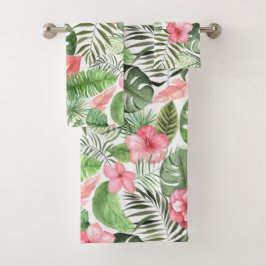 Hojas y flores tropicales