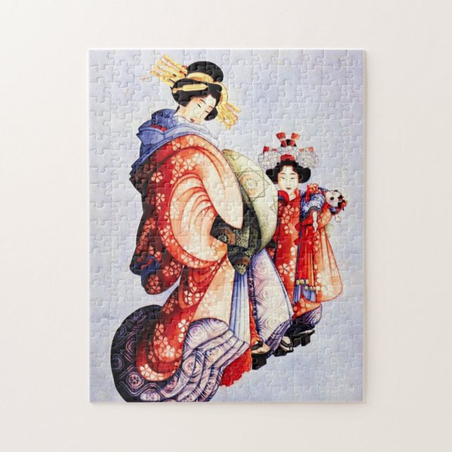 Hokusai Oiran y el rompecabezas de Kamuro (Vertical)