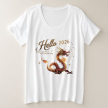 Hola 2026 Camiseta Femenina Talla Grande Dragón Do