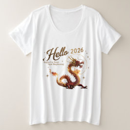 Hola 2026 Camiseta Femenina Talla Grande Dragón Do