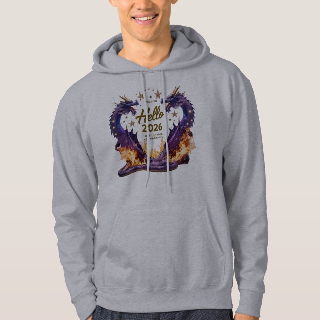 Hola 2026 Sudadera con capucha Dual Dragon Fire (Anverso)