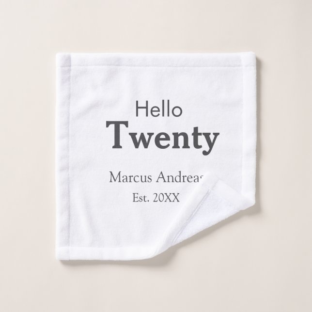 Hola 20 cumpleaños añadir nombre. Añadir un mínimo (Toallita)