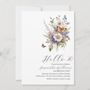Hola 30 Adultos simples invitación de 30 años