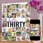 Hola 30 Tarjeta de cumpleaños editable Big Collage<br><div class="desc">Gran tarjeta de cumpleaños personalizada con sus propias fotos y mensajes personalizados. La plantilla de fotos está configurada para que subas 40 fotos y puedes editar el texto, por dentro y por fuera. El título delantero es parcialmente editable y actualmente se lee "hola Treinta" en la tipografía moderna de gran...</div>