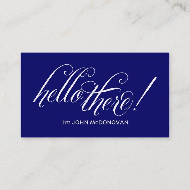 ¡Hola allí! Tarjeta de visita azul (Anverso)