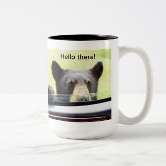 "Hola allí!" Taza del oso negro