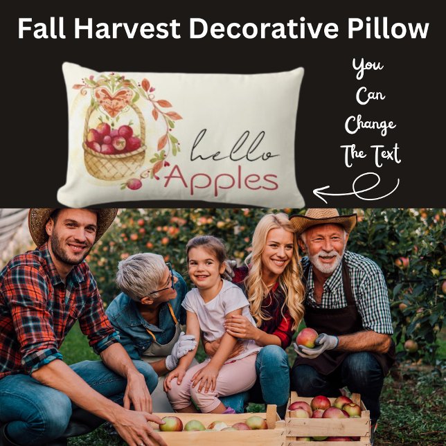 Hola Almohada Lumbar Roja de Manzanas (Fall Harvest Decorative Pillow)